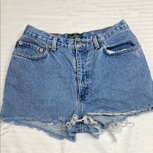 Lauren Ralph Lauren Denim Shorts Cutoff Distressed Medium Wash Boho Size 10
